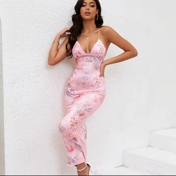 Viral Backless Butterfly TikTok dress Pink - Picture 2 of 5